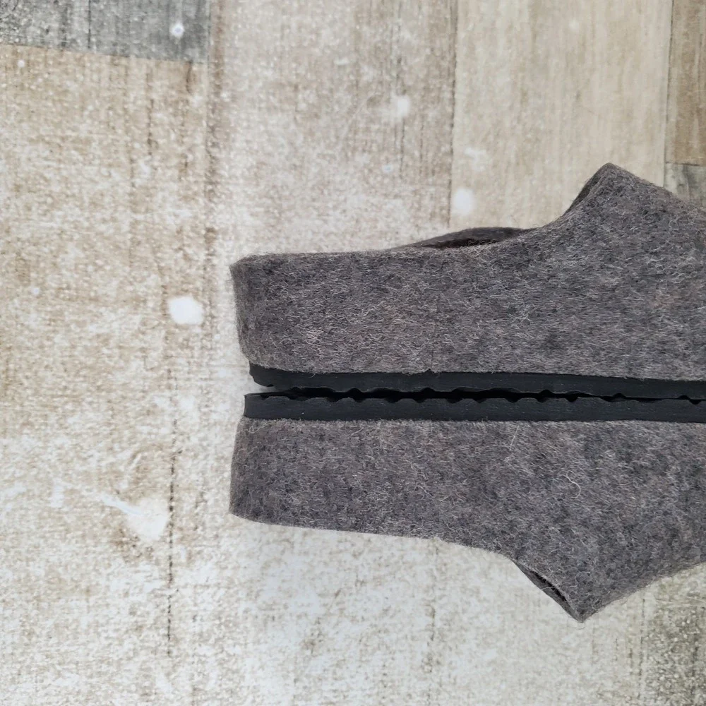 Birkenstock Kaprun Kids Clogs Sz 10 Gray Elk Wool Narrow Slip On Slippers‎